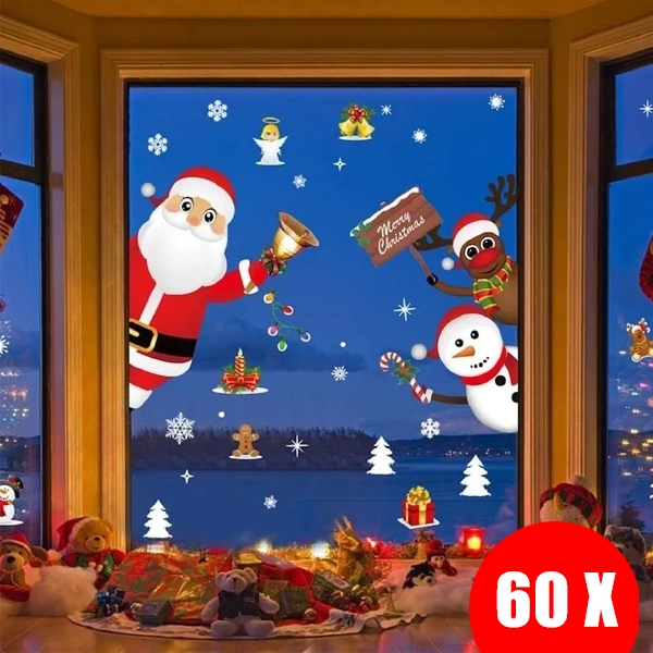 60 бр. Декоративни Коледни Стикери за Вълшебна Атмосфера XMASCLINGS, 90 br dekorativni koledni stikeri za valshebna atmosfera xmasclings