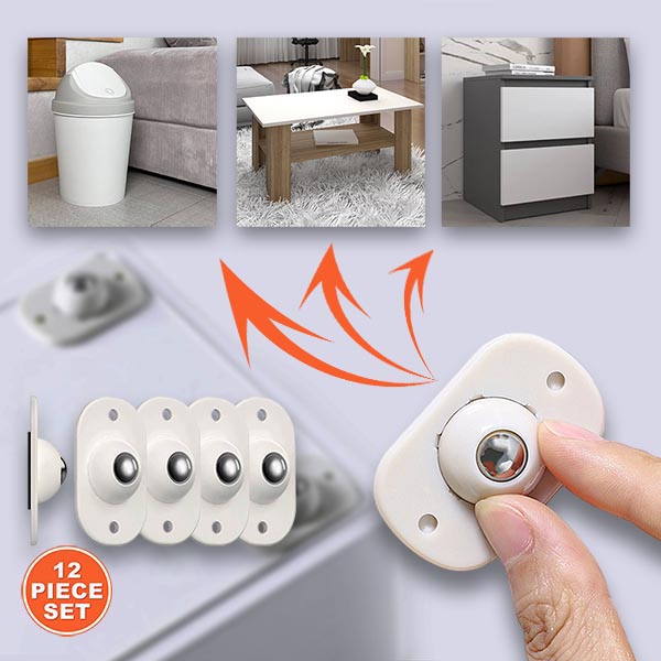 Самозалепващи Се Колелца За Мебели (12 бр.) - STICKYWHEEL®, samozalepvaschi se kolelca za mebeli 12 br stickywheel