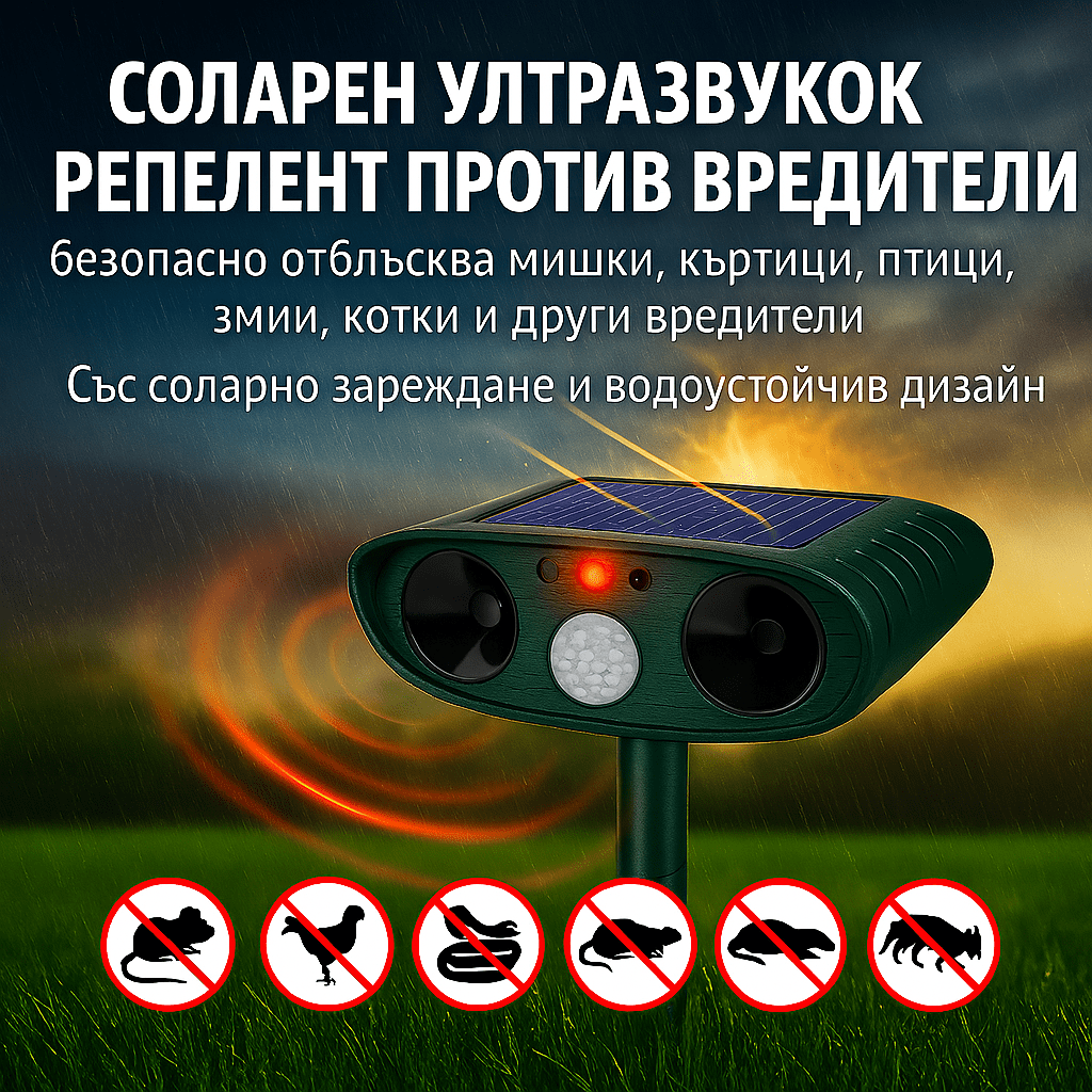 Соларен Ултразвуков Репелент Против Вредители SONICFIELD®, solaren ultrazvukov repelent protiv vrediteli sonicfield
